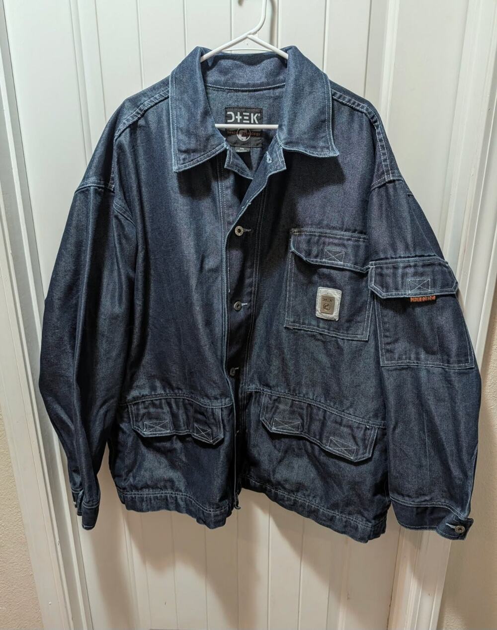 NEW Denim Technology Blue Utility Jean Jacket Men's 3XL Muti Pocket Streetwear